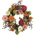 Nearly Natural 24 Inch Mixed Peony Wreath 4664
